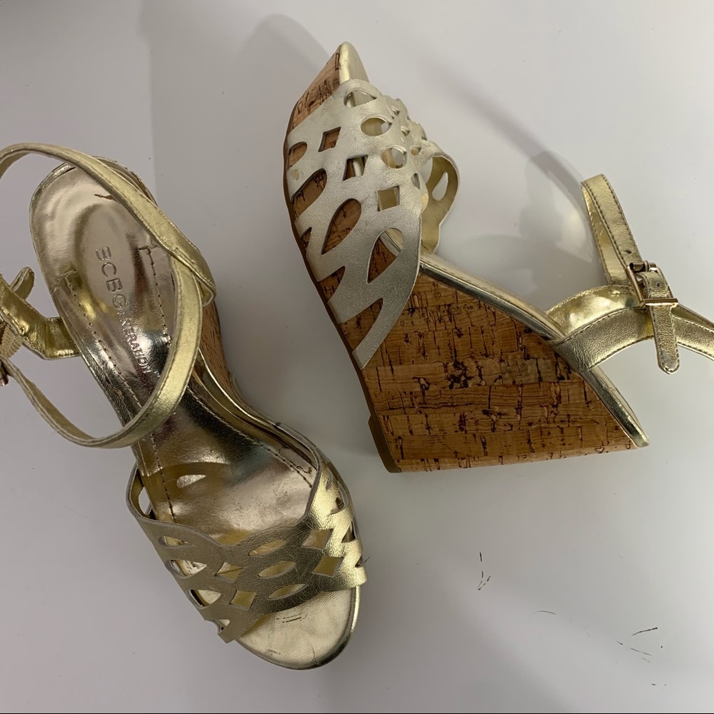 BCBGeneration Gold Platform Wedges - image 7